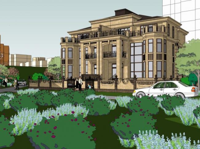 Sketchup别墅模型|叠拼别墅，欧式风格，古典风格