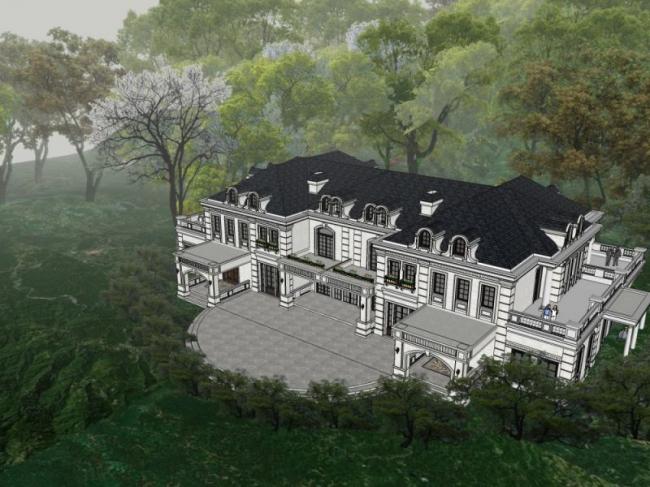 Sketchup别墅模型|叠拼别墅，古典风格