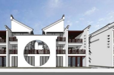 Sketchup别墅模型|联排别墅，庭院，中式风格-BIM建筑网