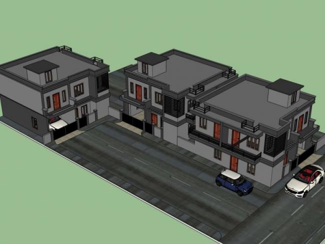 Sketchup别墅模型|独栋别墅，现代风格