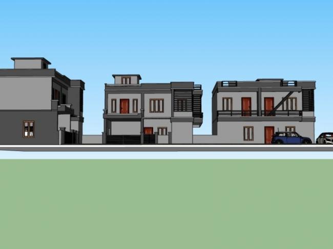 Sketchup别墅模型|独栋别墅，现代风格