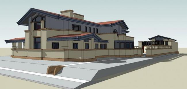 Sketchup别墅模型|达娜·托马斯别墅，赖特，古典风格