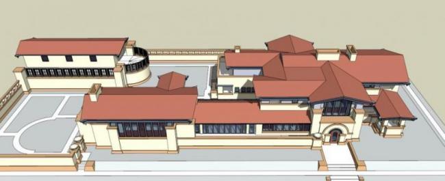Sketchup别墅模型|达娜·托马斯别墅，赖特，古典风格