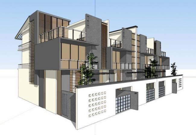 Sketchup别墅模型|联排别墅，现代风格