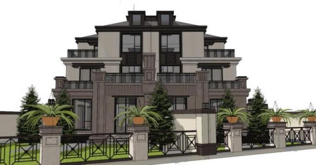 Sketchup别墅模型|双拼别墅，古典风格