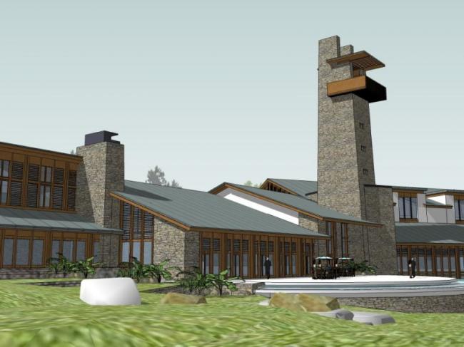 Sketchup别墅模型|山地别墅，现代中式风格