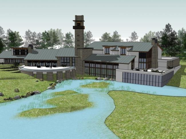 Sketchup别墅模型|山地别墅，现代中式风格