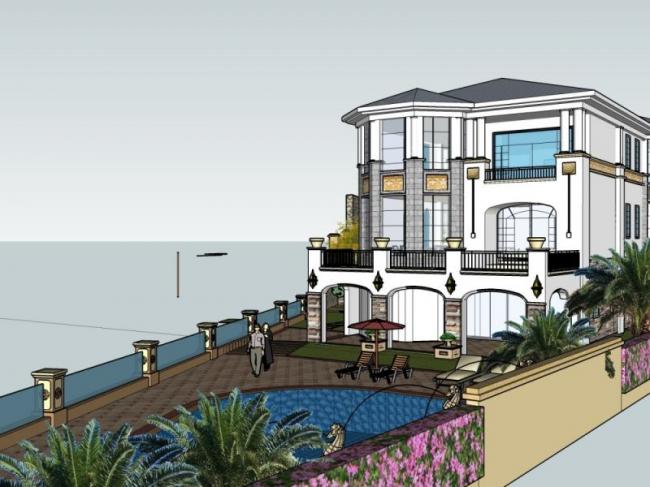 Sketchup别墅模型|独栋别墅，古典风格