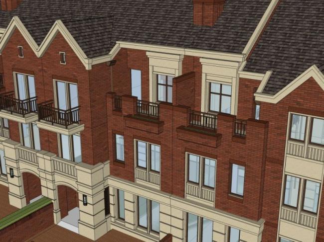 Sketchup别墅模型|联排别墅，古典风格