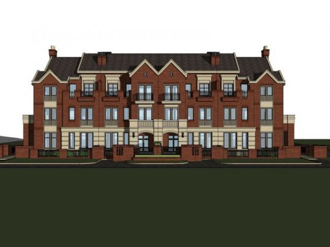 Sketchup别墅模型|联排别墅，古典风格