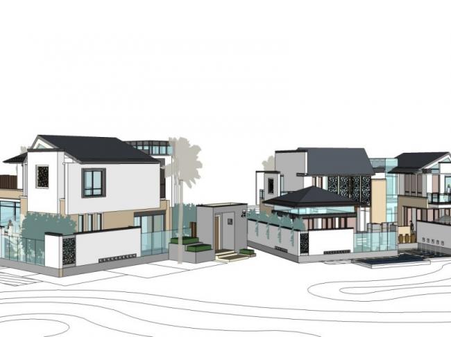 Sketchup别墅模型|独栋别墅，现代风格
