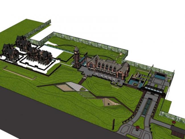 Sketchup别墅模型|联排别墅，古典风格