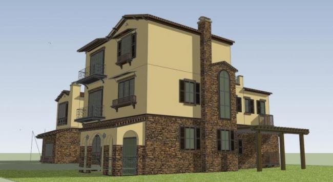 Sketchup别墅模型|叠拼别墅，古典风格