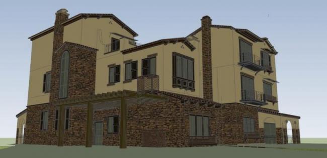 Sketchup别墅模型|叠拼别墅，古典风格