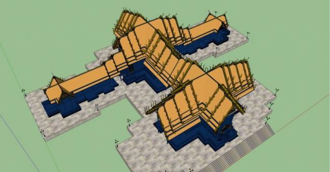 Sketchup别墅模型|东南亚亭子，一层