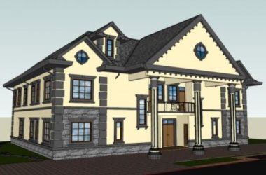 Sketchup别墅模型|双拼别墅，古典风格-BIM建筑网