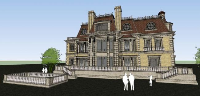 Sketchup别墅模型|叠拼别墅，古典风格