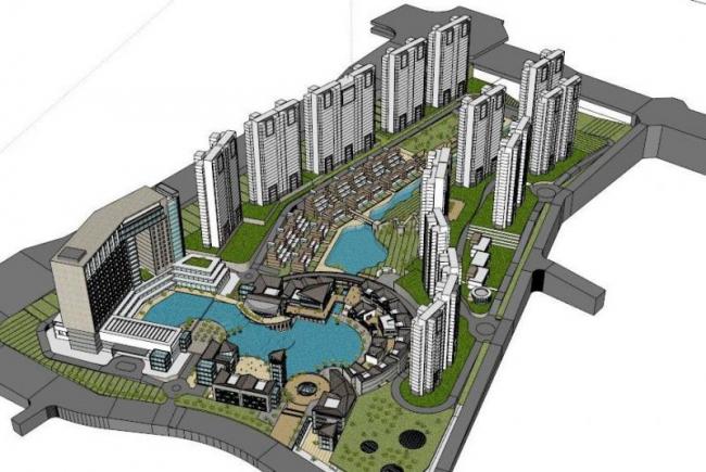 Sketchup别墅模型|大型商业住宅广场模型