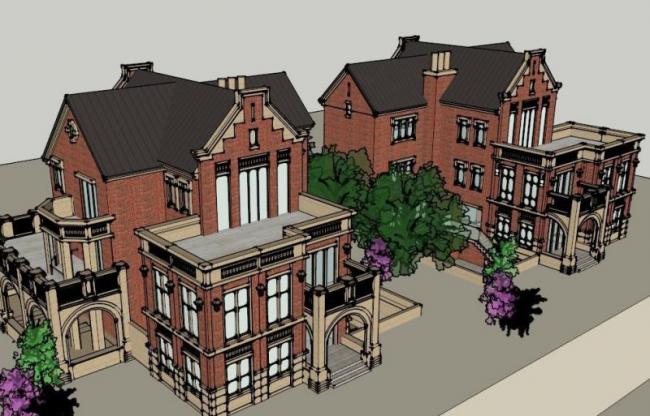 Sketchup别墅模型|独栋别墅，古典风格，英式风格