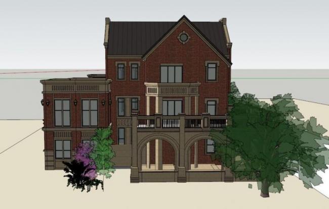 Sketchup别墅模型|独栋别墅，古典风格，英式风格