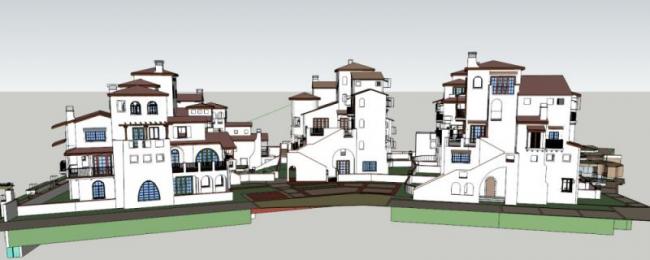 Sketchup别墅模型|别墅群，古典风格，西班牙风格
