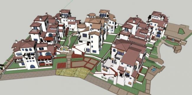 Sketchup别墅模型|别墅群，古典风格，西班牙风格
