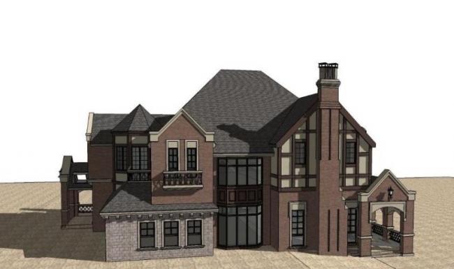 Sketchup别墅模型|叠拼别墅，古典风格