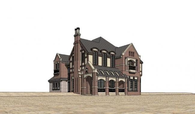 Sketchup别墅模型|叠拼别墅，古典风格