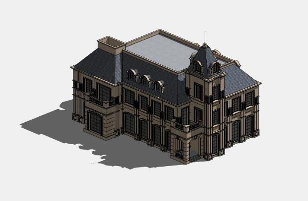 Sketchup别墅模型|独栋别墅，古典风格