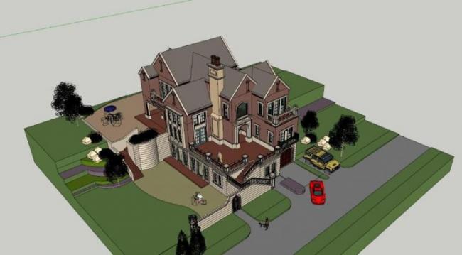 Sketchup别墅模型|叠拼别墅，古典风格