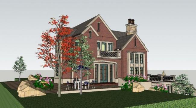 Sketchup别墅模型|叠拼别墅，古典风格