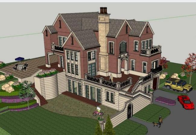 Sketchup别墅模型|叠拼别墅，古典风格