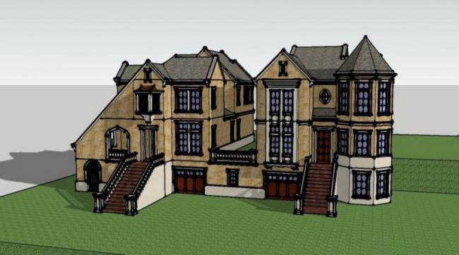 Sketchup别墅模型|叠拼别墅，古典风格