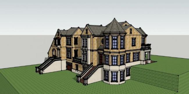 Sketchup别墅模型|叠拼别墅，古典风格