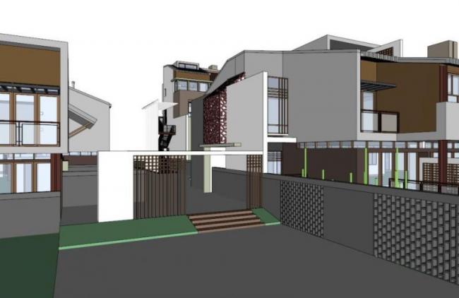 Sketchup别墅模型|联排叠拼别墅群，现代风格
