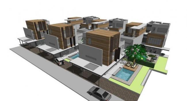 Sketchup别墅模型|双拼别墅，现代风格