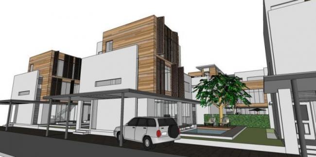 Sketchup别墅模型|双拼别墅，现代风格