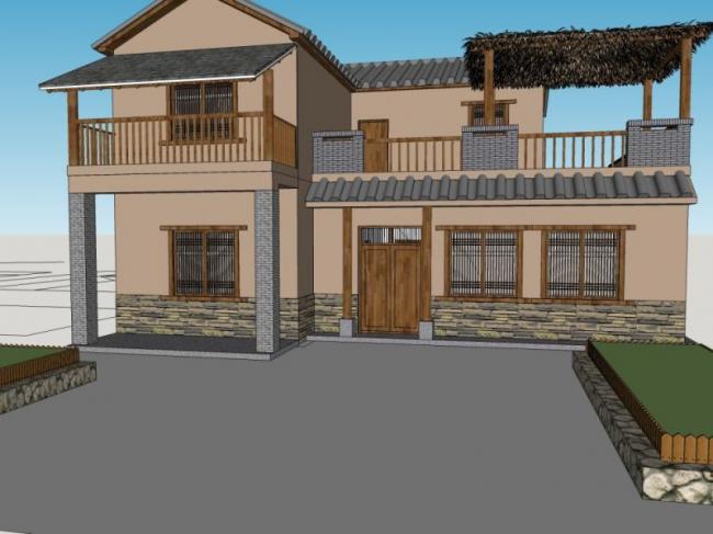 Sketchup别墅模型|独栋别墅，中式风格