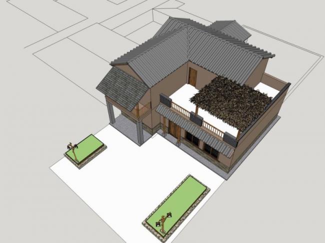 Sketchup别墅模型|独栋别墅，中式风格