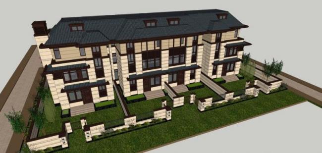 Sketchup别墅模型|联排别墅，古典风格