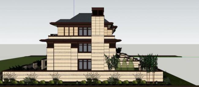 Sketchup别墅模型|联排别墅，古典风格