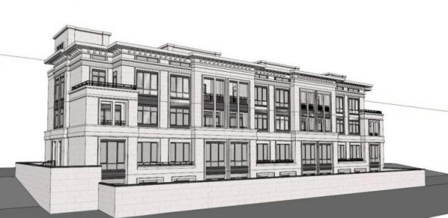 Sketchup别墅模型|联排别墅，坡顶，现代风格