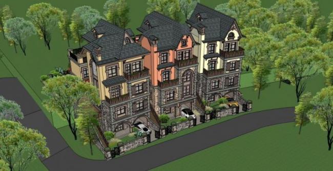 Sketchup别墅模型|联排别墅，古典风格，欧式