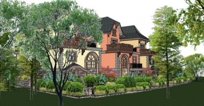 Sketchup别墅模型|联排别墅，古典风格，欧式