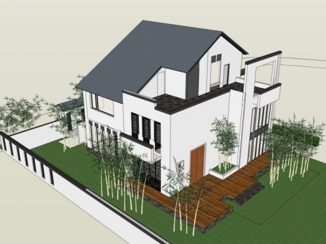 Sketchup别墅模型|独栋别墅，现代中式风格