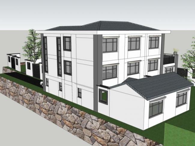 Sketchup别墅模型|独栋别墅，现代中式风格