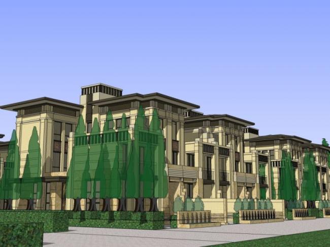 Sketchup别墅模型|联排别墅，现代风格