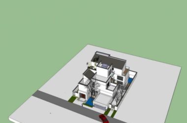 Sketchup别墅模型|独栋别墅，现代中式风格-BIM建筑网