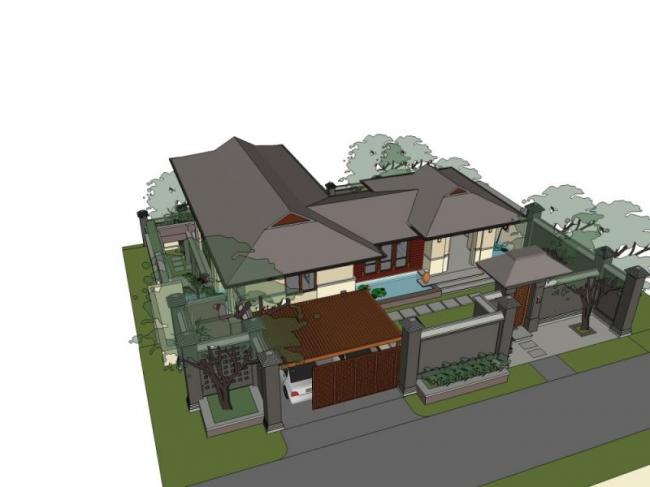 Sketchup别墅模型|独栋别墅，现代风格