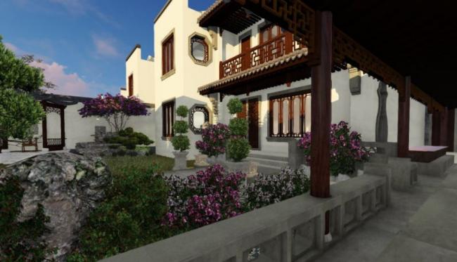 Sketchup别墅模型|独栋别墅，现代中式风格